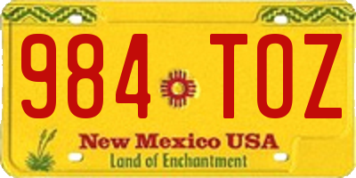 NM license plate 984TOZ