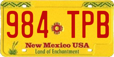 NM license plate 984TPB