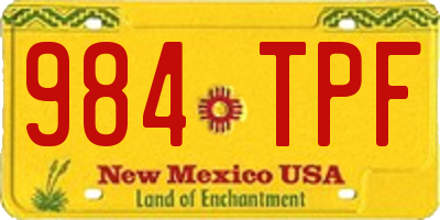NM license plate 984TPF