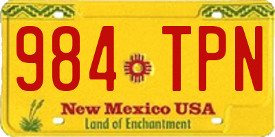 NM license plate 984TPN