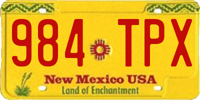 NM license plate 984TPX