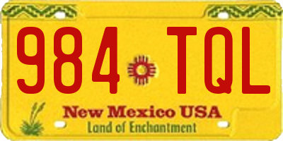 NM license plate 984TQL