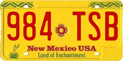 NM license plate 984TSB