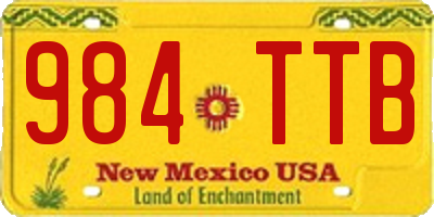 NM license plate 984TTB