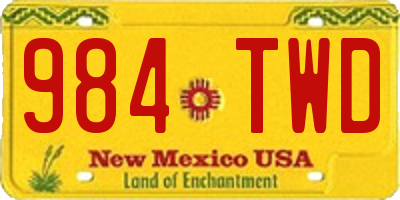 NM license plate 984TWD