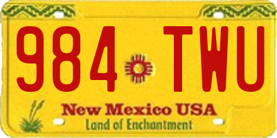 NM license plate 984TWU