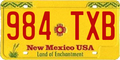 NM license plate 984TXB