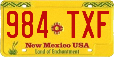NM license plate 984TXF