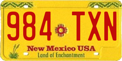 NM license plate 984TXN