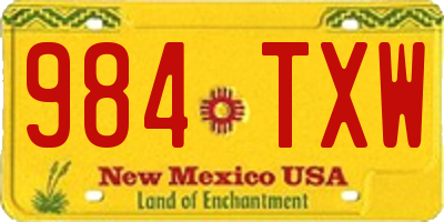 NM license plate 984TXW