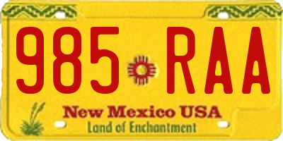 NM license plate 985RAA