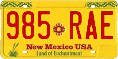 NM license plate 985RAE