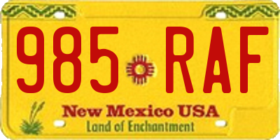 NM license plate 985RAF