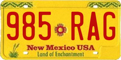 NM license plate 985RAG