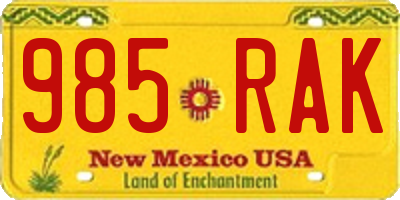 NM license plate 985RAK
