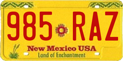 NM license plate 985RAZ