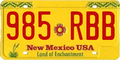 NM license plate 985RBB