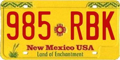 NM license plate 985RBK