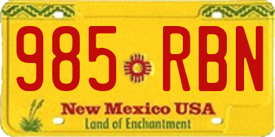 NM license plate 985RBN