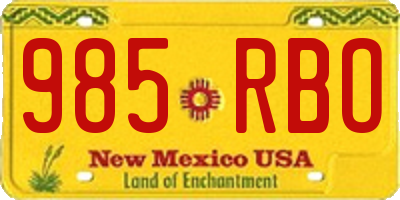 NM license plate 985RBO