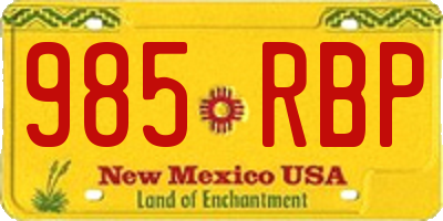 NM license plate 985RBP