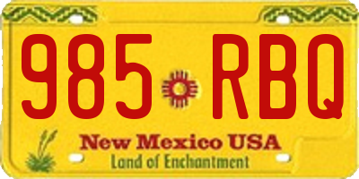 NM license plate 985RBQ