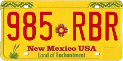 NM license plate 985RBR