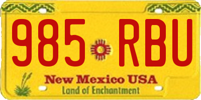 NM license plate 985RBU