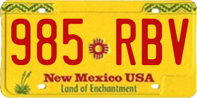 NM license plate 985RBV