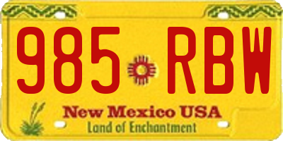 NM license plate 985RBW