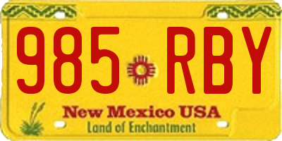 NM license plate 985RBY