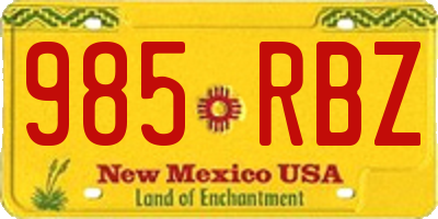 NM license plate 985RBZ