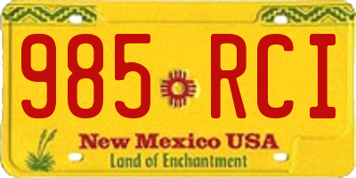 NM license plate 985RCI