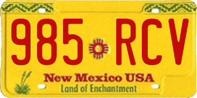 NM license plate 985RCV