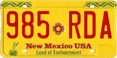 NM license plate 985RDA
