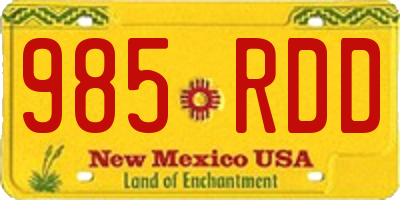 NM license plate 985RDD