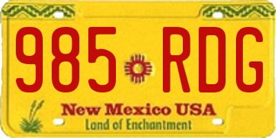 NM license plate 985RDG