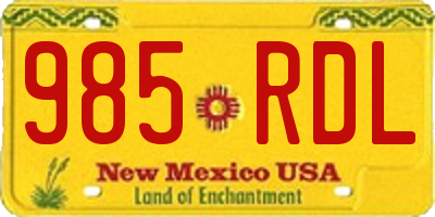 NM license plate 985RDL