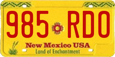 NM license plate 985RDO