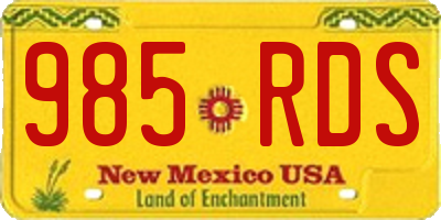NM license plate 985RDS