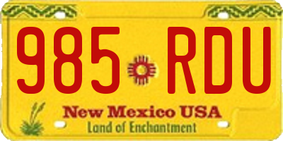 NM license plate 985RDU