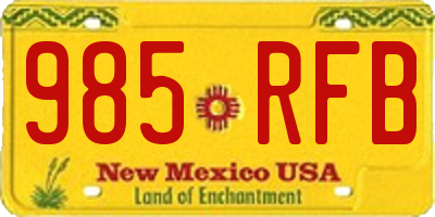 NM license plate 985RFB