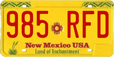 NM license plate 985RFD