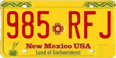 NM license plate 985RFJ