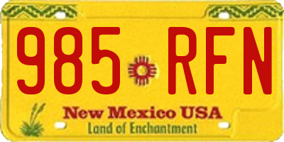 NM license plate 985RFN