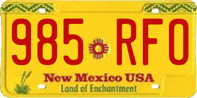 NM license plate 985RFO
