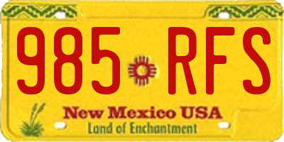NM license plate 985RFS