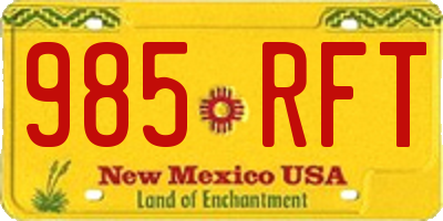 NM license plate 985RFT