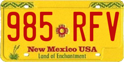 NM license plate 985RFV
