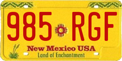 NM license plate 985RGF